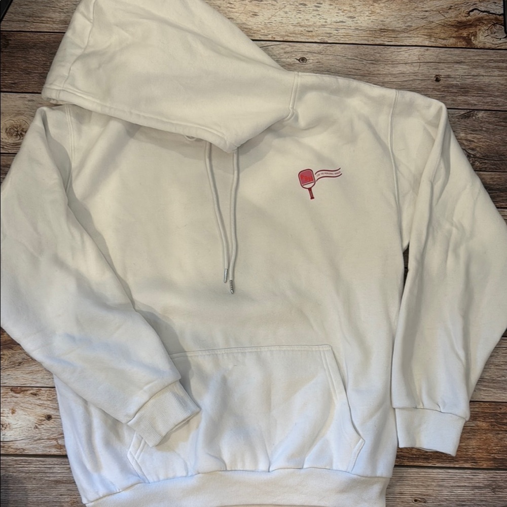Pickleball Highlife oversized white hoodie. Pickle Ball gift.